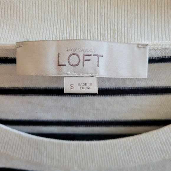 LOft Womens Sweater Small Blue White Peacock Wool Blend Sequin Stripe Boho 16163 - Picture 3 of 11